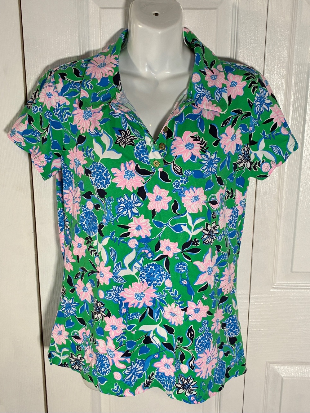 Lilly Pulitzer UPF 50+ Luxletic Frida Scallop Polo Top